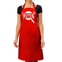 Keukenschort Master Chef - rood - dames - met print - verjaardag cadeau - moederdag
