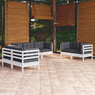 7-delige Loungeset met kussens massief grenenhout