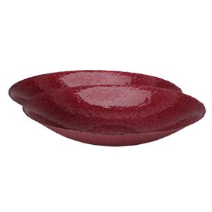 2x stuks glazen decoratie schalen/fruitschalen rood rond D40 x H7 cm