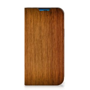 iPhone 14 Pro Book Wallet Case Donker Hout