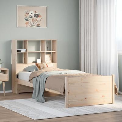 Bed met boekenkast zonder matras massief grenenhout 100x200 cm