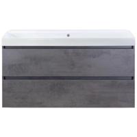 Maxx XL Badmeubelset 120 cm - Beton Antraciet - Wastafel Just Enkel Zonder Kraangat