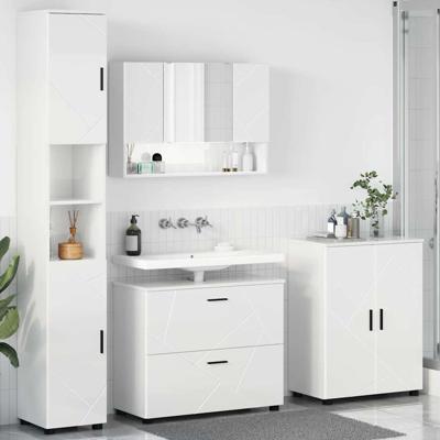Badkamermeubelset met lade 4 pcs Hoogglans wit 30 x 35 x 192 cm