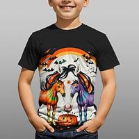 Halloween Jongens 3D Grafisch dier Paard T-shirt Korte mouw Zomer Lente Modieus Basic Polyester Kinderen 4-12 jaar Strakke ronde hals Buiten Casual Dagelijks Normale pasvorm Lightinthebox