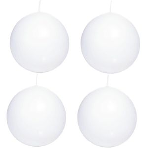 4x Witte bolkaarsen 8 cm 25 branduren