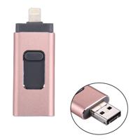 RQW-01B 3 in 1 USB 2.0 & 8 Pin & Micro USB 16GB Flash Drive for iPhone & iPad & iPod & Most Android Smartphones & PC Computer(Rose Gold)
