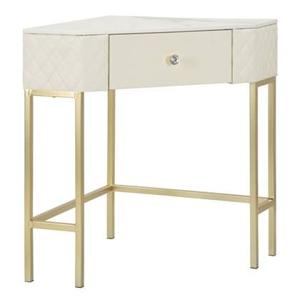 Mauro Ferretti Sharon Console in goud metaal en crème leer