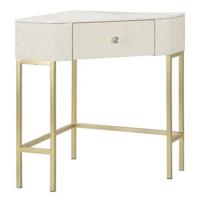 Mauro Ferretti Sharon Console in goud metaal en crème leer