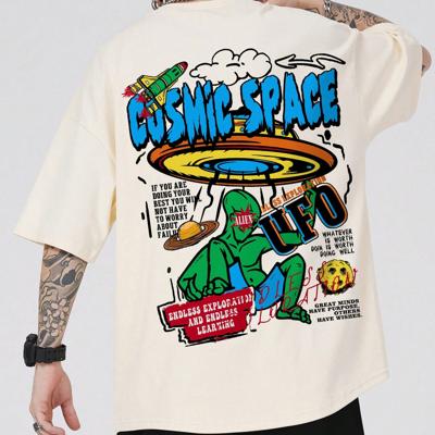 Bon&Bon MEN Cartoon & Slogan Graphic Drop Shoulder Tee - Khaki Streetwear XS