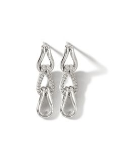 John Hardy boucles d'oreilles pendantes Surf Pavé Link - Argent