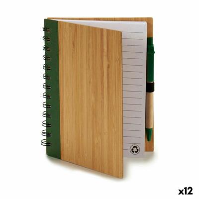 Spiraalnotitieblok met Pen 14 x 18 cm Bamboe (12 Stuks)