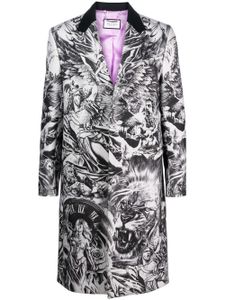 Philipp Plein manteau à imprimé tatouage - Gris