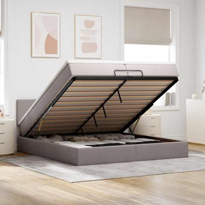 Ottoman bed met matras 200x200 cm stof taupe