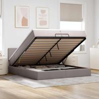 Ottoman bed met matras 200x200 cm stof taupe