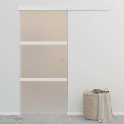 Schuifdeur 90x212 cm ESG-glas en aluminium zilverkleurig
