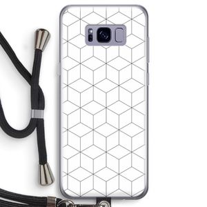 Zwart-witte kubussen: Samsung Galaxy S8 Transparant Hoesje met koord