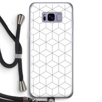 Zwart-witte kubussen: Samsung Galaxy S8 Transparant Hoesje met koord