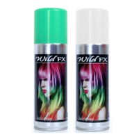 Set van 2x kleuren haarverf/haarspray van 125 ml - Groen en Wit