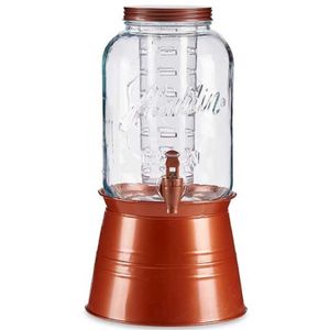 Drankdispenser/limonadetap op voet - koper - glas - 3,8 liter