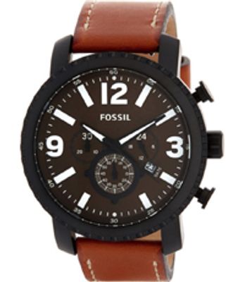 Horlogeband Fossil BQ2052 Leder Bruin 24mm