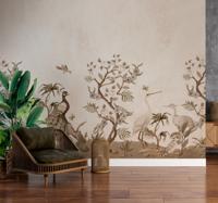 Vintage fauna Beige foto behang