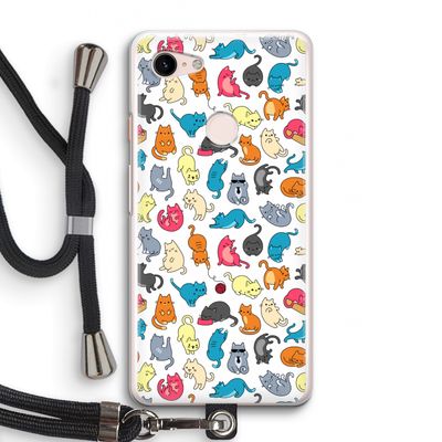 Kleurrijke katten: Pixel 3 Transparant Hoesje met koord