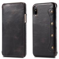Olie Wax Top-graan koeienhuid horizontale Flip lederen case voor iPhone XS Max met kaartsleuven & portemonnee (zwart)
