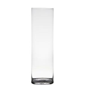 Vaas - transparant - H50 x D15 cm - glas - cilinder vorm - vazen - bloemenvaas