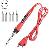 Metaal LCD-temperatuurregulering Soldeerbout en soldeerbout TIP SET ELEKTRISCHE SOLDING IJZER LADING TOOL (220V EU Plug Silver Head Red Red)