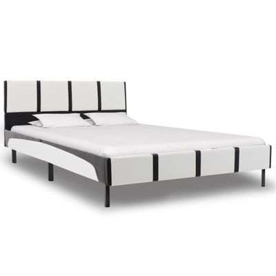 vidaXL Bedframe kunstleer wit en zwart 140x200 cm