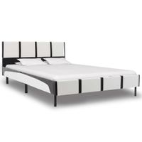 vidaXL Bedframe kunstleer wit en zwart 140x200 cm - thumbnail