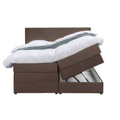 Leen Bakker - Boxspring Met Opbergruimte Liv Egaal - 140x200 Cm - Stof/Velvet - Bruin