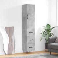 Hoge kast 34,5x34x180 cm bewerkt hout betongrijs