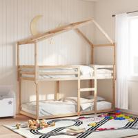 Stapelbed 75x190 cm met dak massief grenenhout