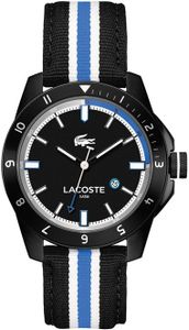 Lacoste horlogeband 2010699 / LC-72-1-96-2442 Leder Zwart 22mm + zwart stiksel