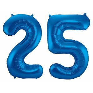 Cijfer 25 ballon blauw 86 cm