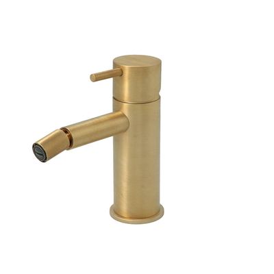 Hotbath Cobber bidetmengkraan L-uitloop zonder waste geborsteld messing CB018BB