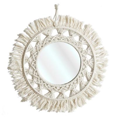 Wandspiegel Boho/Ibiza - macram? - rond - naturel - D55 cm