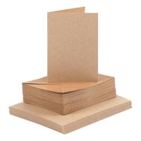 Creativ Company Kaarten en enveloppen, afmeting kaart 10,5x15 cm, afmeting envelop 11,5x16,5 cm, 120+240 gr, naturel, 50 set/ 1 doos