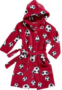 Kinderbadjassen met print-Voetbal rood-158/164