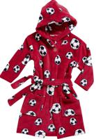 Kinderbadjassen met print-Voetbal rood-158/164 - thumbnail