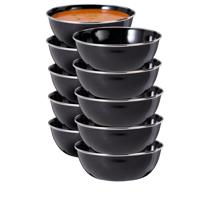 Redcliffs Kommenset - 10x stuks - zwart - 15 x 5 cm - emaille - kamperen/outdoor - schaaltjes