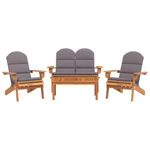 vidaXL 4-delige Loungeset Adirondack massief acaciahout