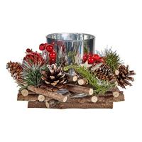 Kerstkaarshouder Rood Groen Zilverkleurig Natuurlijk 20 x 11 x 20 cm