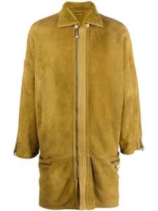 Versace Pre-Owned manteau en peau lainée à fermeture zippée (années 1980) - Jaune