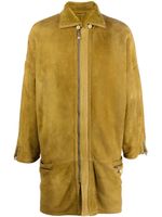 Versace Pre-Owned manteau en peau lainée à fermeture zippée (années 1980) - Jaune - thumbnail