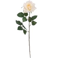 Kunstbloem roos Emily - creme - 66 cm - kunststof steel - decoratie bloemen