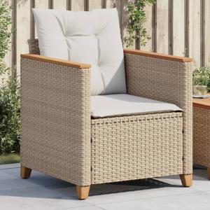 Tuinstoel met kussens poly rattan beige