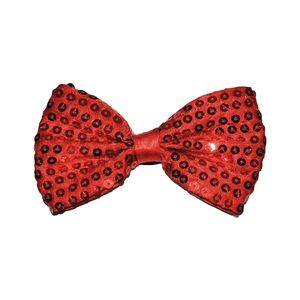 Carnaval verkleed vlinderstrikje met glitter pailletten - rood - polyester - heren/dames   -