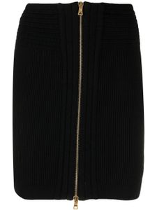 Balmain jupe zippée en maille nervurée - Noir